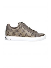 DKNY ΠΑΠΟΥΤΣΙΑ SNEAKERS LOW ARISELLE LACE UP S ALL OVER LOGO ΜΠΕΖ-ΚΑΦΕ
