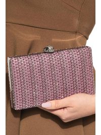 KURT GEIGER TΣΑΝΤΑ CROSSBODY/ΩΜΟΥ CRYSTAL KENSINGTON CLUTCH ΣΤΡΑΣ ΑΛΥΣΙΔΑ LOGO ΡΟΖ