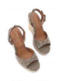 KURT GEIGER ΠΑΠΟΥΤΣΙΑ ΠΛΑΤΦΟΡΜΕΣ ESPADRILLE WEDGE ΣΤΡΑΣ LOGO ΜΠΕΖ/ΧΡΥΣΟ