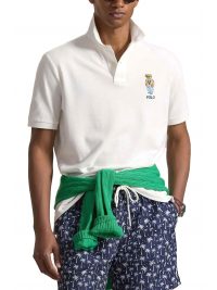RALPH LAUREN POLO CUSTOM SLIM FIT LOGO BEAR ΛΕΥΚΟ
