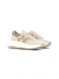 HOGAN ΠΑΠΟΥΤΣΙΑ SNEAKERS ALLACCIATO TESSUTO LOGO ΕΚΡΟΥ-ΜΠΕΖ