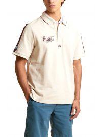 LA MARTINA POLO PIQUE LOGO ΕΚΡΟΥ-ΜΠΟΡΝΤΩ