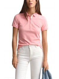 GANT POLO SLIM FIT PIQUE CONTRAST  ΡΟΖ
