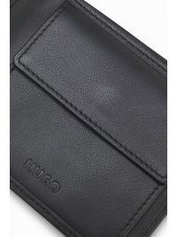 HUGO ΠΟΡΤΟΦΟΛΙ REHX_4CC COIN ΔΕΡΜΑ LOGO ΜΑΥΡΟ