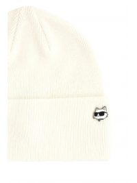 KARL LAGERFELD ΣΚΟΥΦΟΣ IKON CHOUPETTE PIN BEANIE LOGO ΜΕΤΑΛΛΙΚΟ ΕΚΡΟΥ