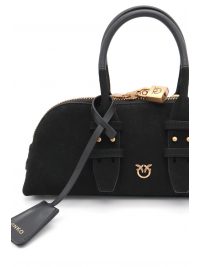 PINKO ΤΣΑΝΤΑ BOWLING BAG BAGUETTE SUEDE + VITELLO SETA ΜΑΥΡΟ
