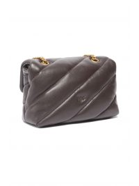 PINKO ΤΣΑΝΤΑ PUFF MINI NEW BUCKLE SHEEP NAPPA ΚΑΦΕ