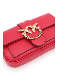 PINKO ΤΣΑΝΤΑΚΙ LOVE POCKET NEW BUCKLE VITELLO SETA ΚΟΚΚΙΝΟ
