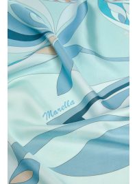 MARELLA ACCESSORI ΦΟΥΛΑΡΙ MLATEMPO ΕΜΠΡΙΜΕ ΜΕΤΑΞΙ LOGO ΣΙΕΛ-ΜΠΛΕ