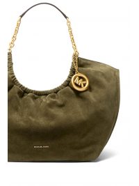MICHAEL KORS ΤΣΑΝΤΑ ΩΜΟΥ INDIE ΣΟΥΕΤ ΜΕΤΑΛΛΙΚΟ LOGO XAKI
