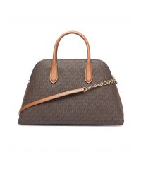 MICHAEL KORS ΤΣΑΝΤΑ CROSSBODY/ΧΕΙΡΟΣ FREDDIE ALL OVER LOGO ΚΑΦΕ/ΤΑΜΠΑ