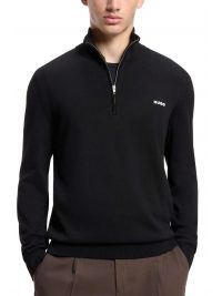 HUGO ΠΛΕΚΤΟ HALFZIP SAN QUINTUS-C2 LOGO ΜΑΥΡΟ