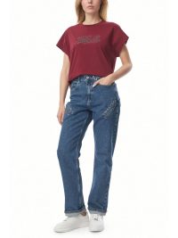 KARL LAGERFELD T-SHIRT RHINESTONE RELAXED FIT LOGO ΣΤΡΑΣ ΜΠΟΡΝΤΩ