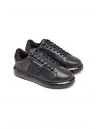 KARL LAGERFELD ΠΑΠΟΥΤΣΙΑ SNEAKERS KAPRI KUSHION Rhinestone Band Lo Lace ΜΑΥΡΟ