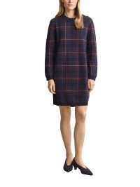 GANT ΦΟΡΕΜΑ MINI CHECK KNIT DRESS ΚΑΡΟ ΣΚΟΥΡΟ ΜΠΛΕ