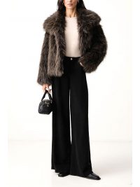 DKNY ΓΟΥΝΑ FAUX FUR ΤΣΕΠΕΣ ΣΚΟΥΡΟ ΚΑΦΕ