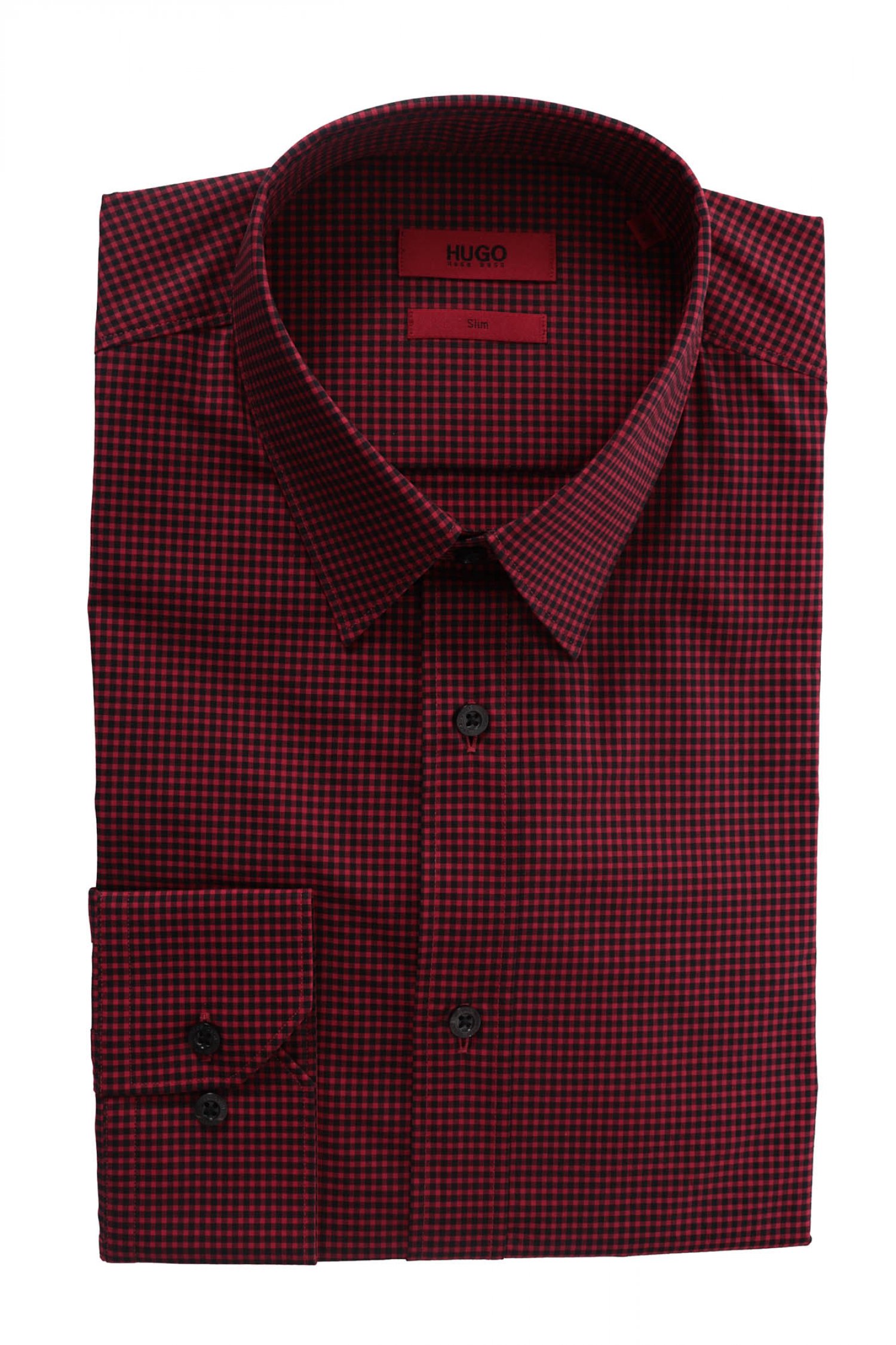 HUGO ΠΟΥΚΑΜΙΣΟ ELISHA01 SLIM STRETCH ΜΙΚΡΟΚΑΡΩ ΜΠΟΡΝΤΩ