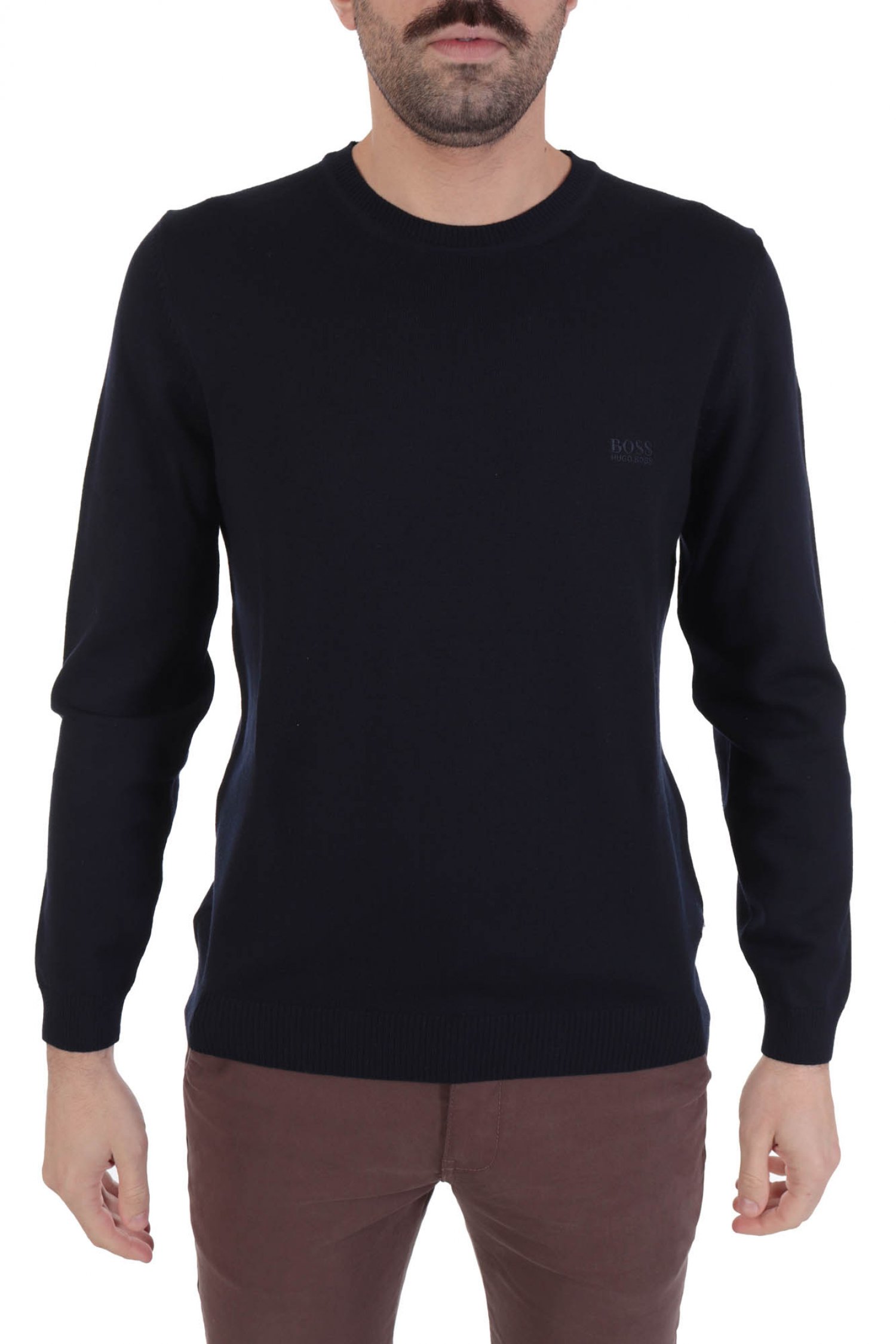 BOSS ΠΛΕΚΤΟ ΛΑΙΜΟΚΟΨΗ BAGRITTE REGULAR FIT ΜΠΛΕ