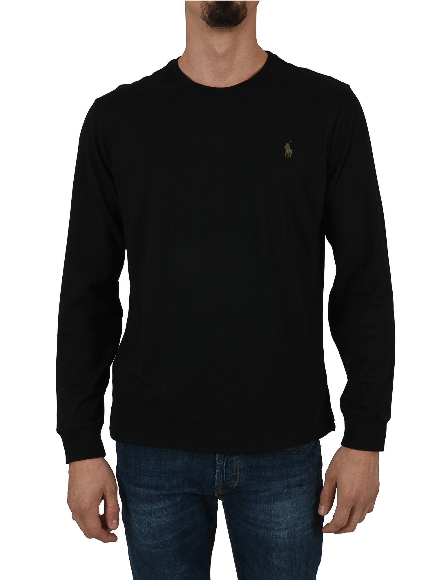 RALPH LAUREN T-SHIRT CUSTOM SLIM FIT ΜΑΥΡΟ