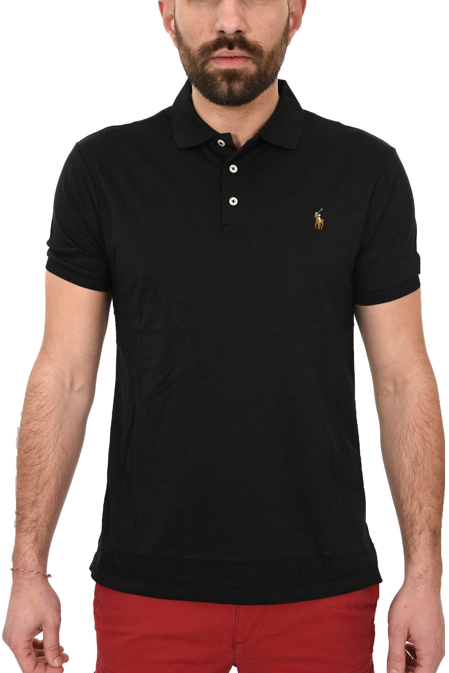 RALPH LAUREN POLO INTERLOCK SLIM FIT BSR ΜΑΥΡΟ