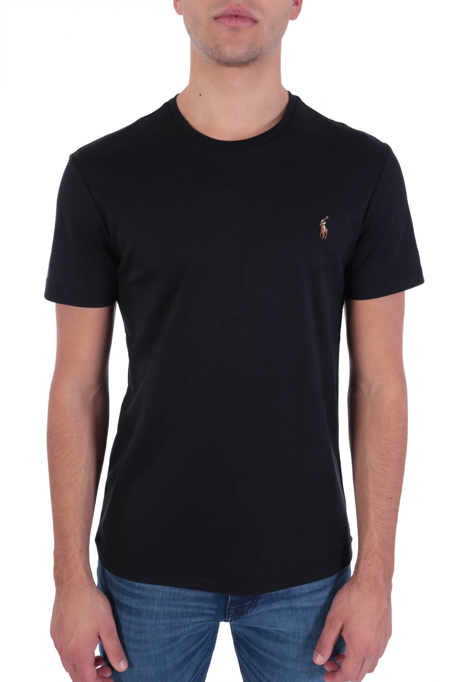 RALPH LAUREN T-SHIRT INTERLOCK LOGO CUSTOM SLIM FIT ΜΑΥΡΟ