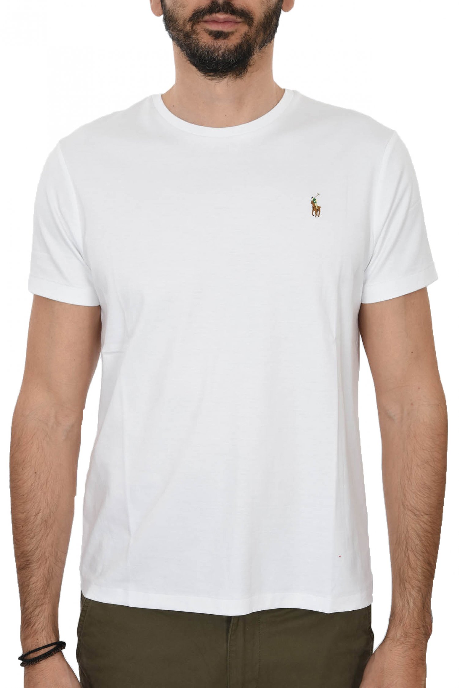 RALPH LAUREN T-SHIRT INTERLOCK LOGO CUSTOM SLIM FIT ΛΕΥΚΟ