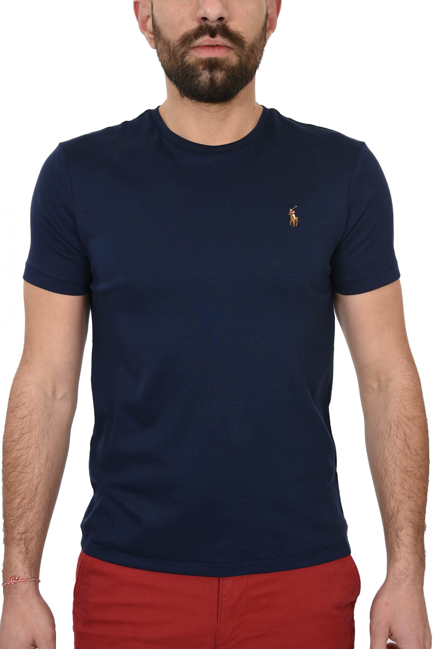 RALPH LAUREN T-SHIRT LOGO CUSTOM SLIM FIT ΜΠΛΕ
