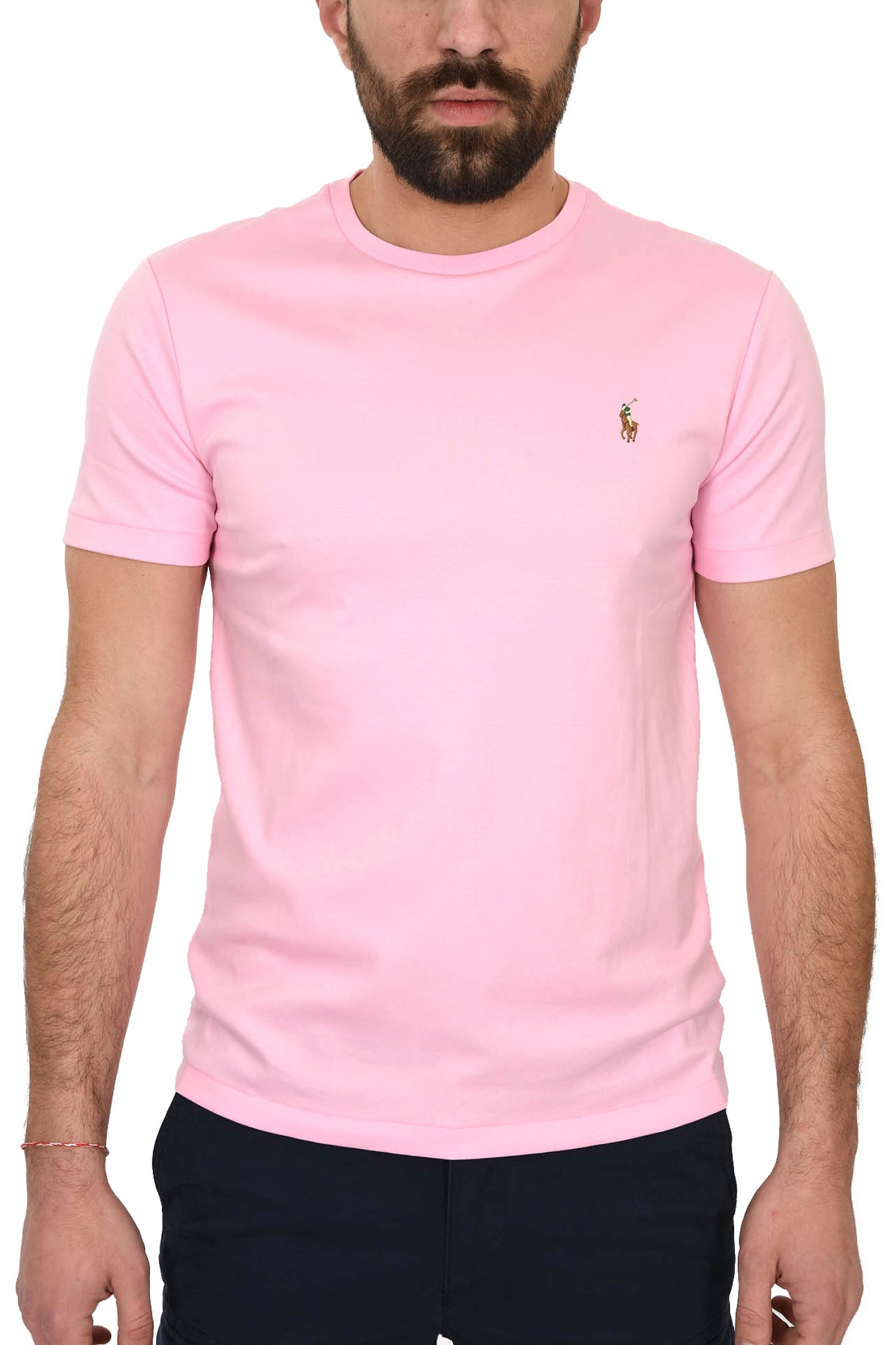 RALPH LAUREN T-SHIRT LOGO CUSTOM SLIM FIT ΡΟΖ