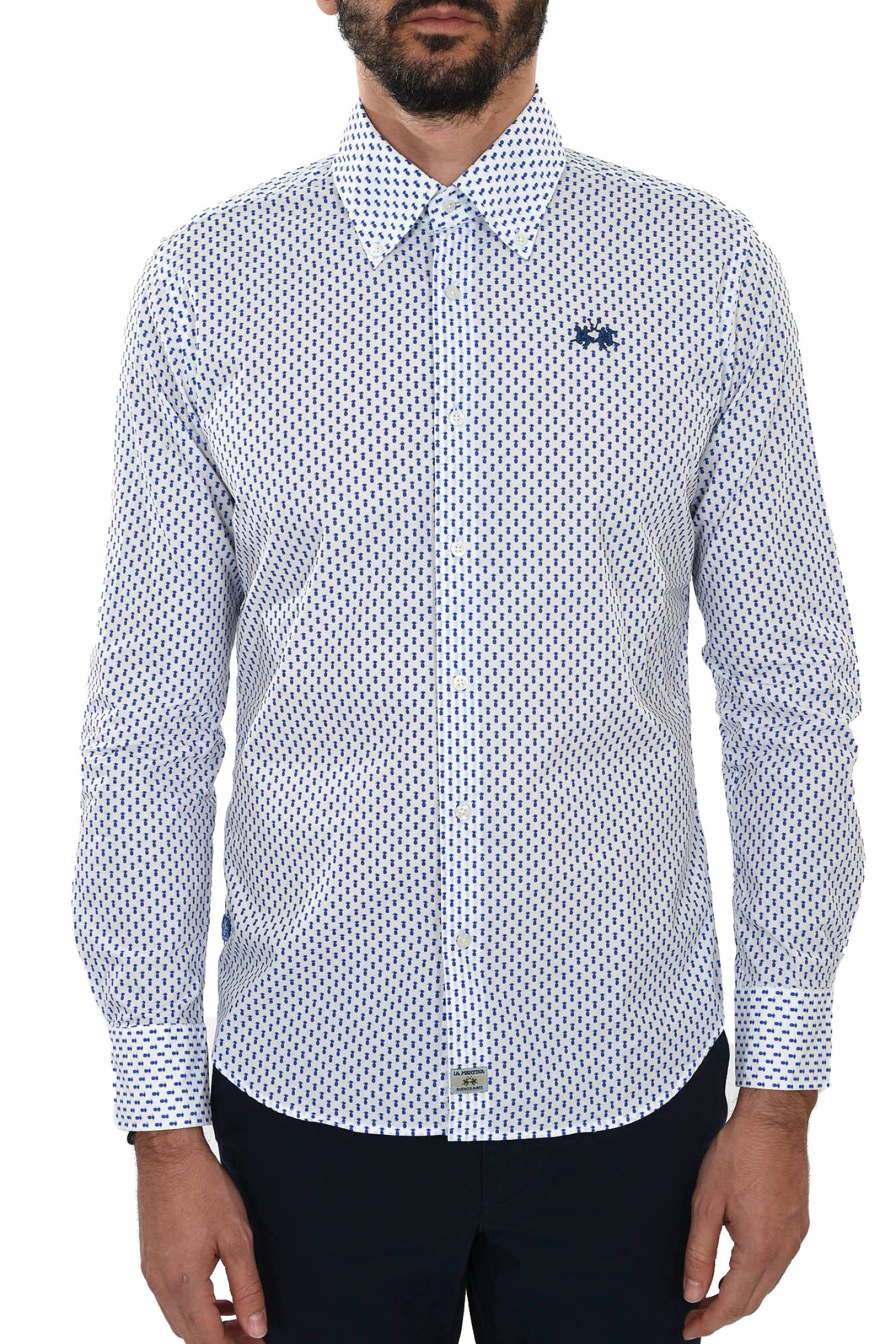 LA MARTINA ΠΟΥΚΑΜΙΣΟ BUTTON DOWN ALL OVER PRINT REGULAR FIT ΛΕΥΚΟ-ΜΠΛΕ