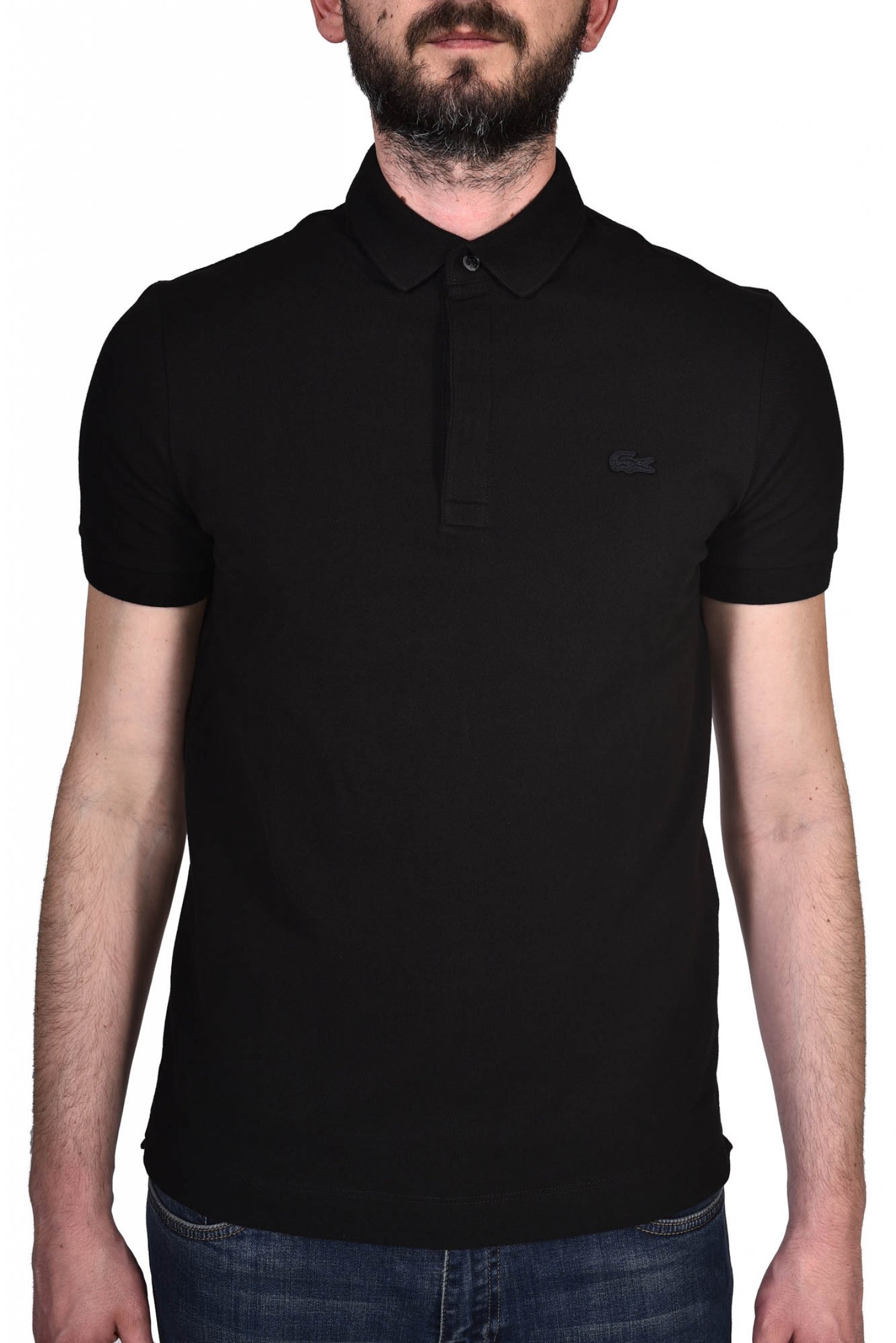LACOSTE POLO PARIS REGULAR FIT ΜΑΥΡΟ