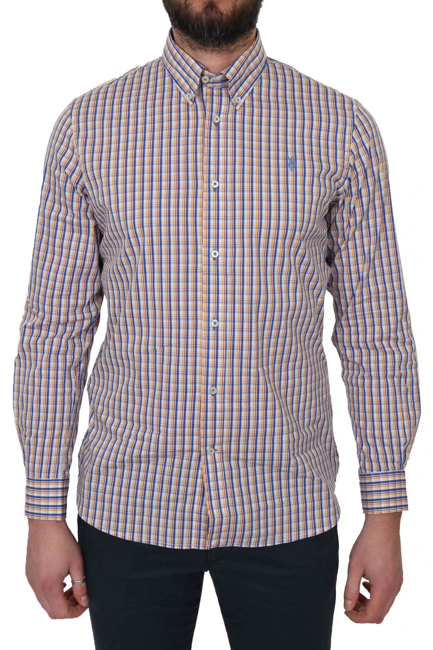 U.S. POLO ASSN. ΠΟΥΚΑΜΙΣΟ ΚΑΡΩ SLIM FIT CODY BD ΜΠΛΕ