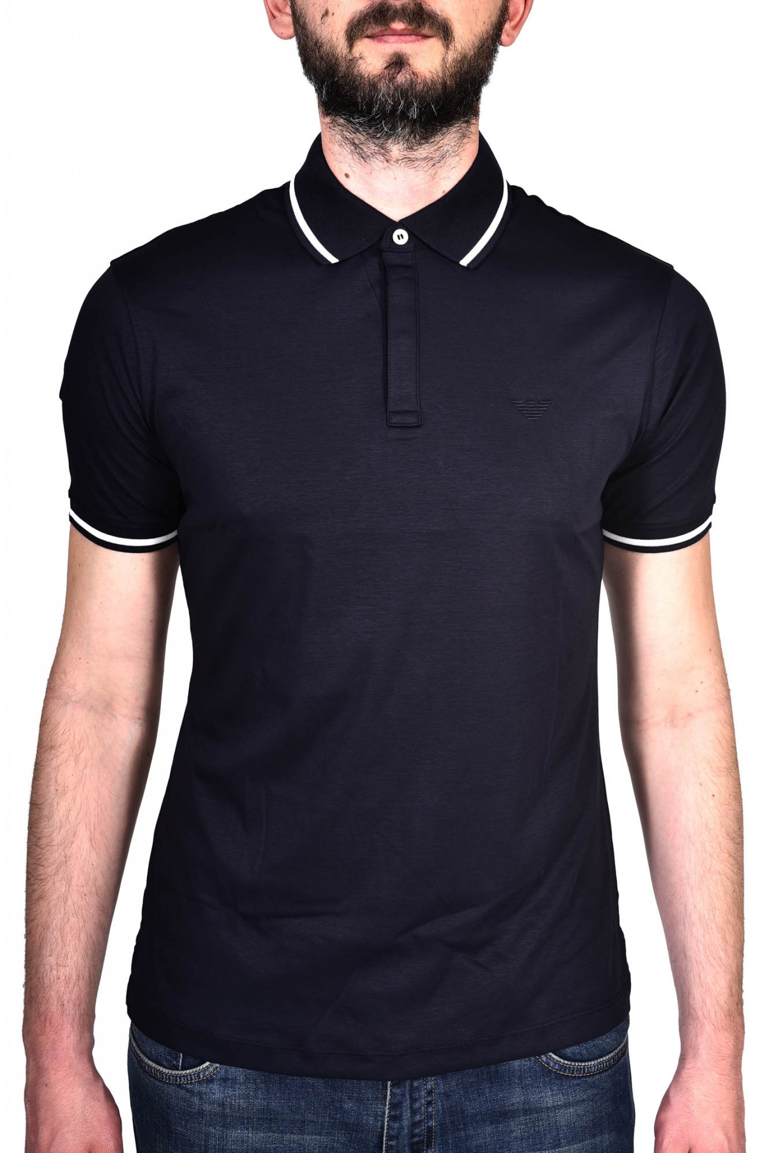 EMPORIO ARMANI POLO LOGO ΡΙΓΑ ΓΙΑΚΑ ΜΠΛΕ