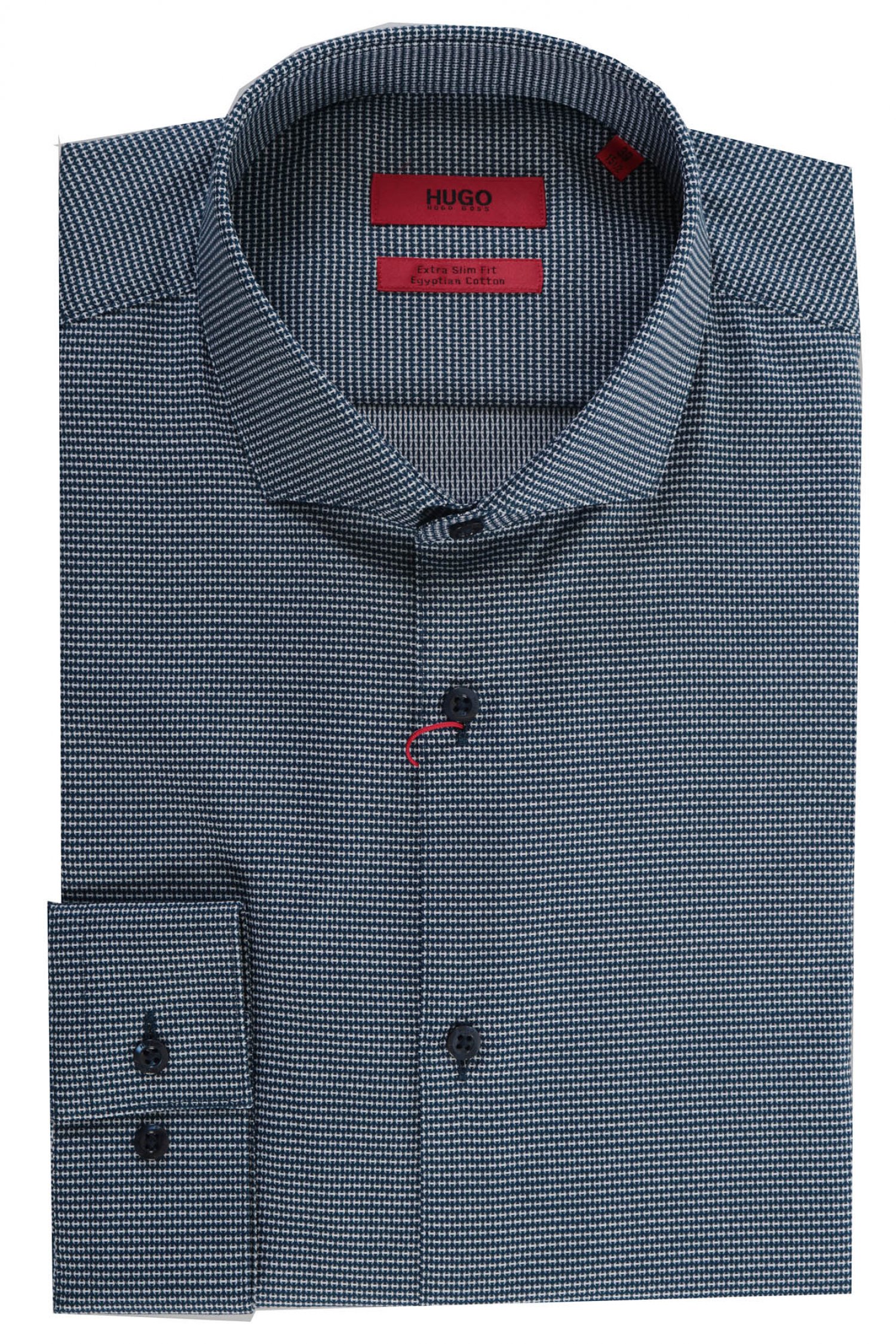 HUGO ΠΟΥΚΑΜΙΣΟ ΜΙΚΡΟΣΧΕΔΙΟ EXTRA SLIM FIT ERRIKO ΜΠΛΕ