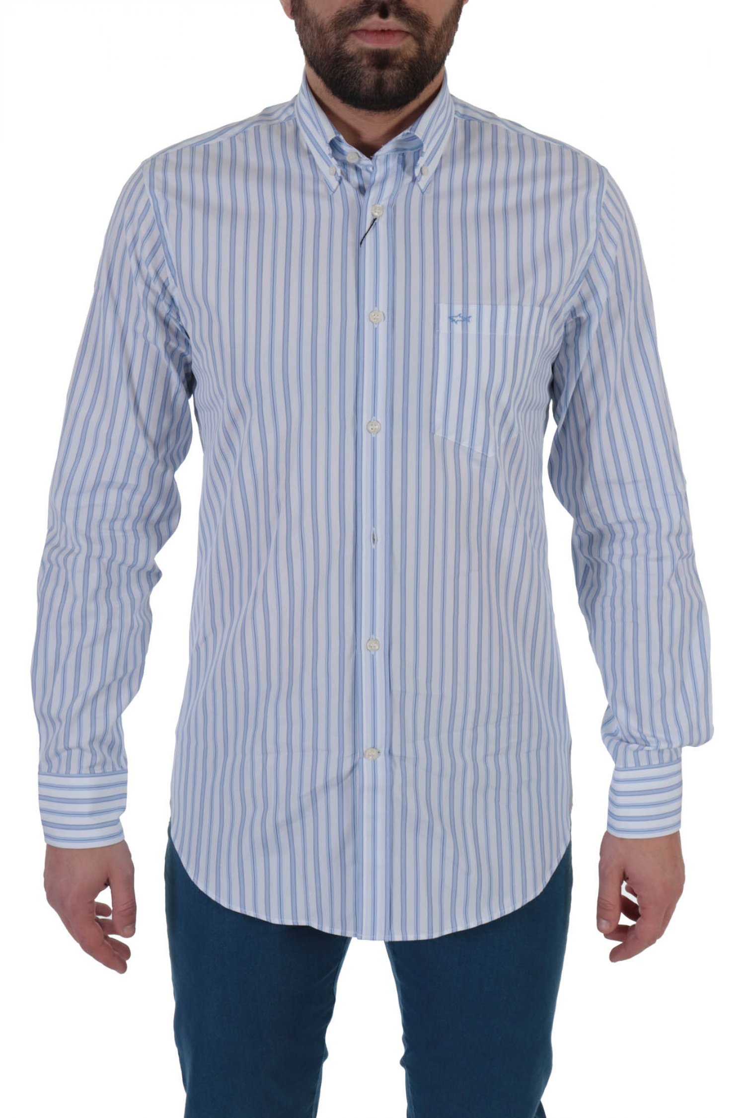 PAUL&SHARK PAUL&SHARK ΠΟΥΚΑΜΙΣΟ BUTTON DOWN ΡΙΓΕ ΛΕΥΚΟ-ΣΙΕΛ