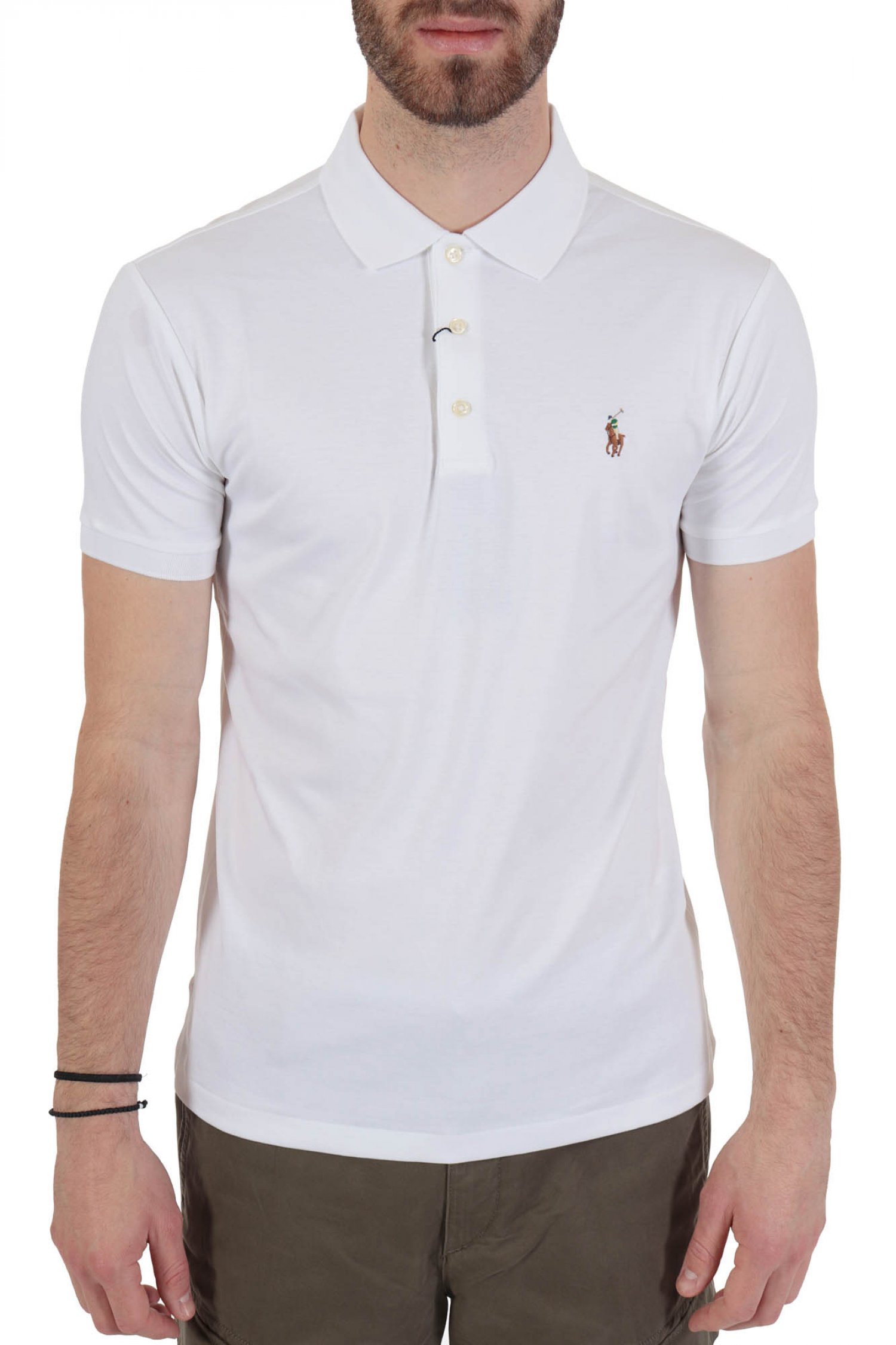 RALPH LAUREN POLO INTERLOCK LOGO SLIM FIT BSR ΛΕΥΚΟ