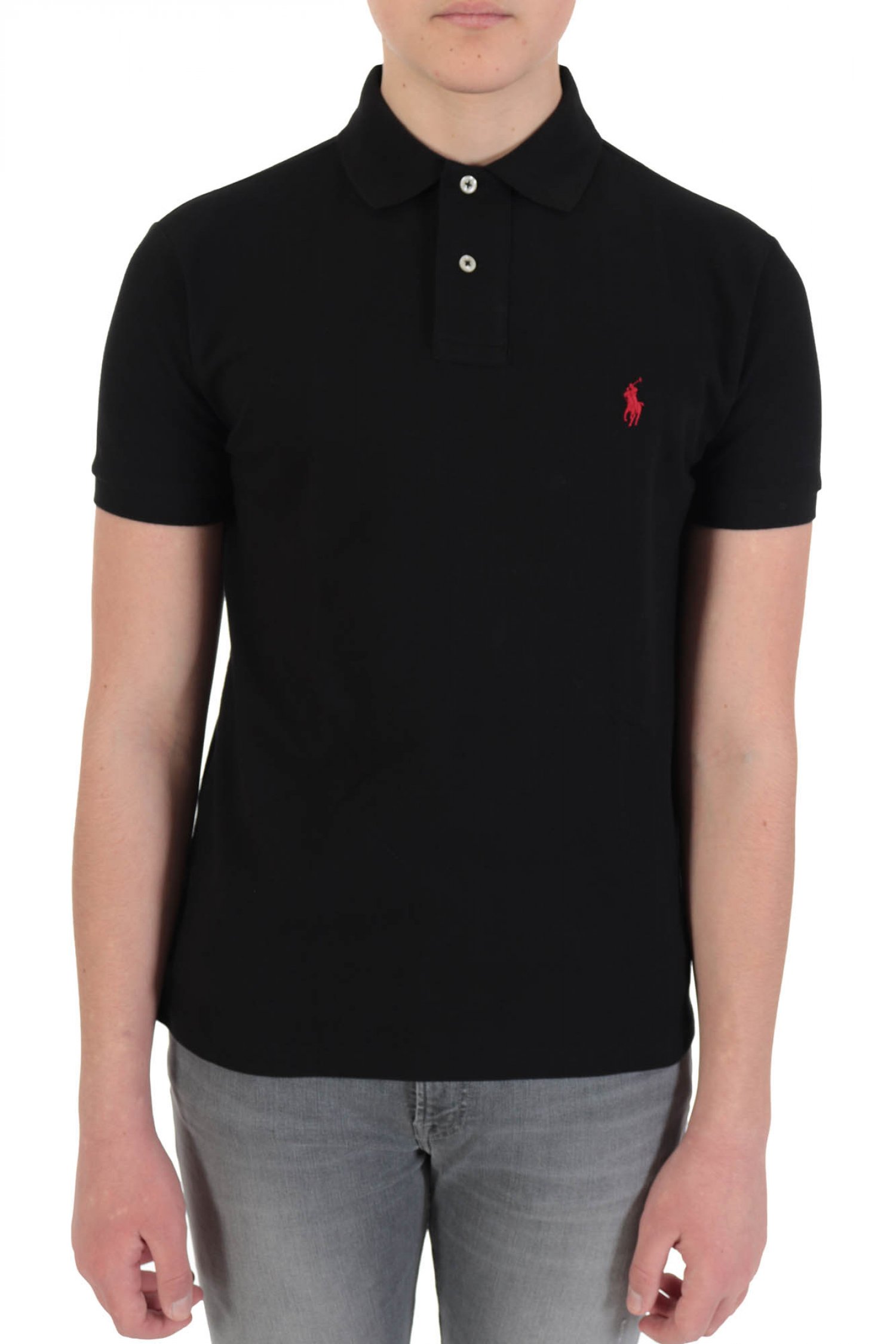 RALPH LAUREN POLO LOGO CUSTOM SLIM FIT BSR ΜΑΥΡΟ