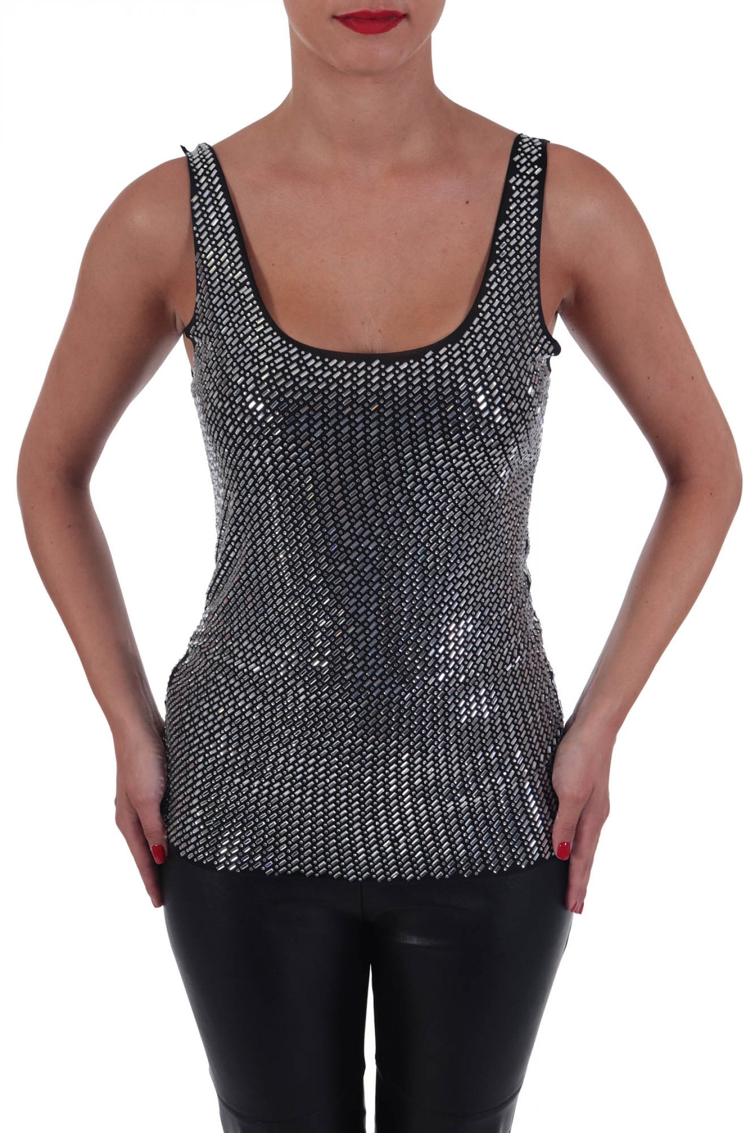 PINKO TOP BUFERA CANOTA ΚΡΥΣΤΑΛΛΑΚΙΑ ΜΑΥΡΟ