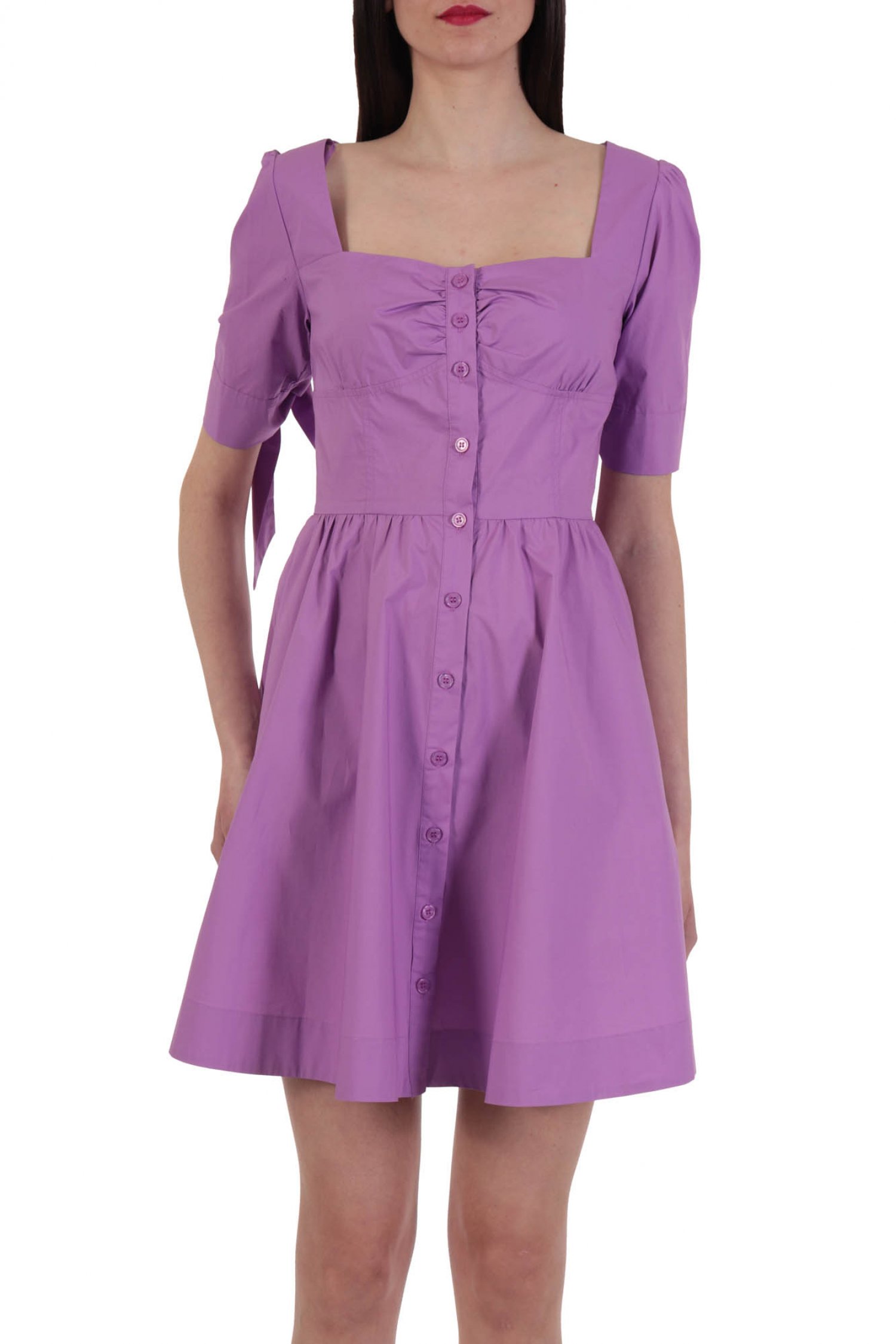 PINKO ΦΟΡΕΜΑ ASSOLTO ABITO POPELINE PESANTE IRIS ΔΕΣΙΜΟ ΜΑΝΙΚΙ ΤΡΟΥΑΚΑΡ ΚΟΥΜΠΙΑ ΜΩΒ