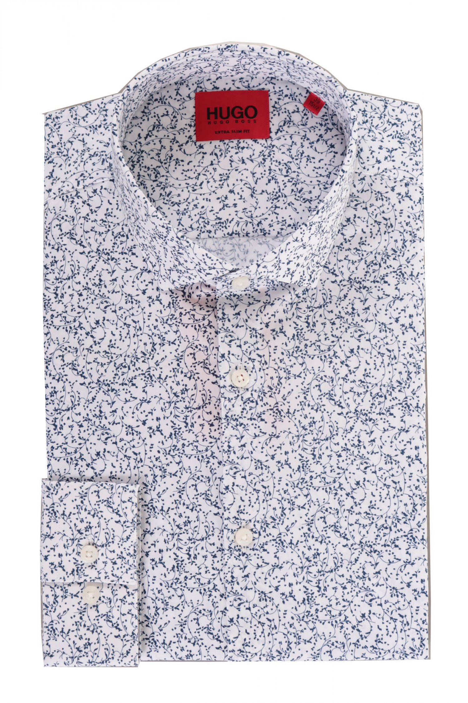 HUGO ΠΟΥΚΑΜΙΣΟ ALL OVER PRINT EXTRA SLIM FIT ERONDO ΜΠΛΕ-ΛΕΥΚΟ