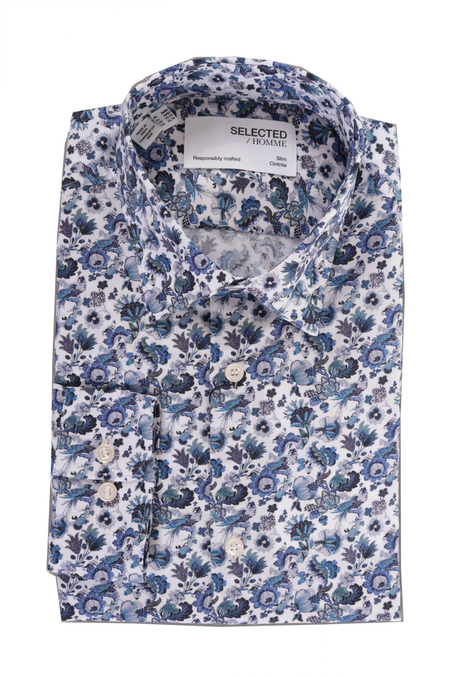 SELECTED ΠΟΥΚΑΜΙΣΟ FLORAL SLHSLIMPEN-DANNY ΜΠΛΕ