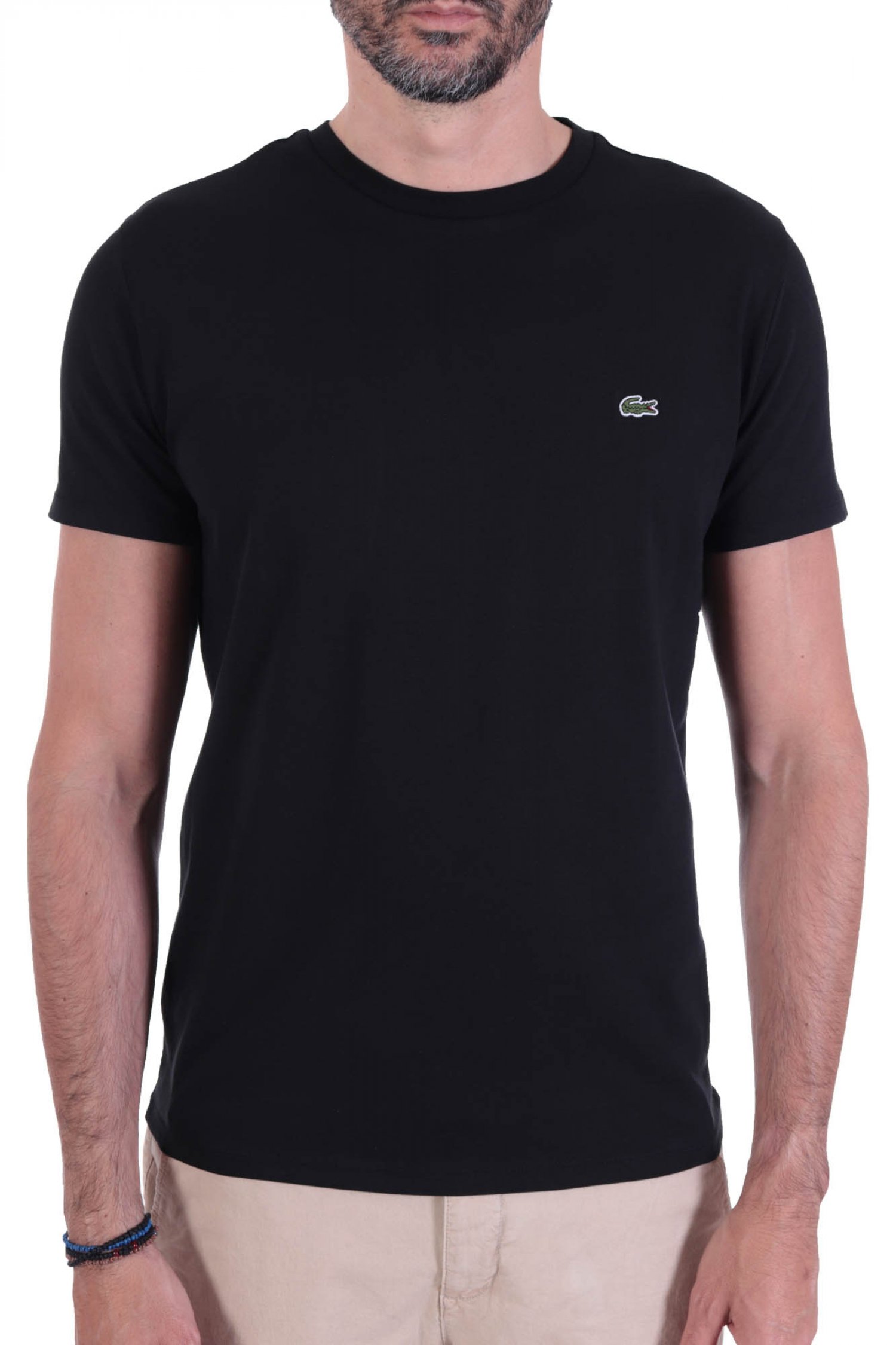 LACOSTE T-SHIRT REGULAR FIT LOGO ΜΑΥΡΟ