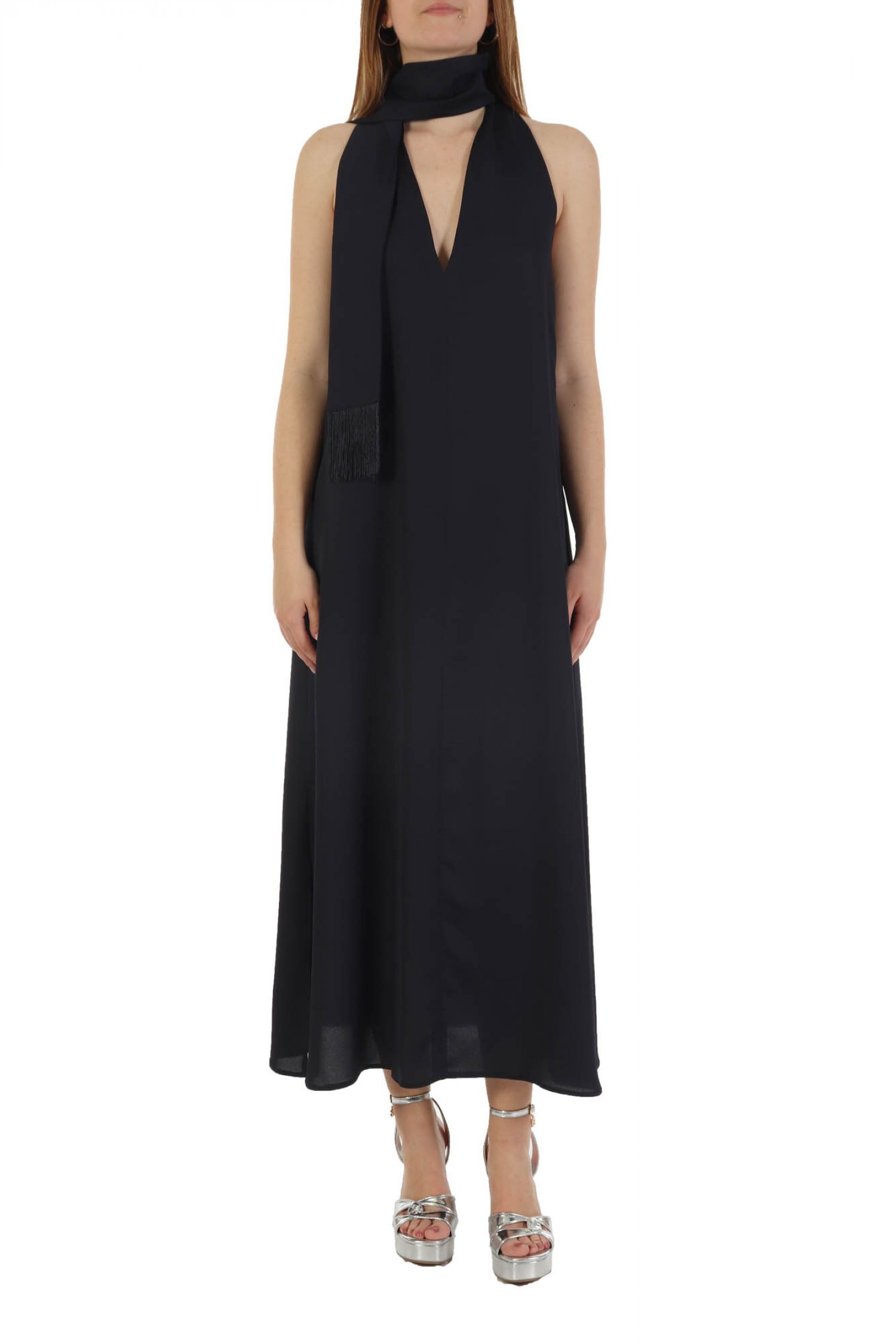 MARELLA ΦΟΡΕΜΑ ΜΑΚΡΥ V -NECK ΖΩΝΗ ΣΚΙΣΙΜΟ ΠΛΑΙ ROVIGO ΜΠΛΕ