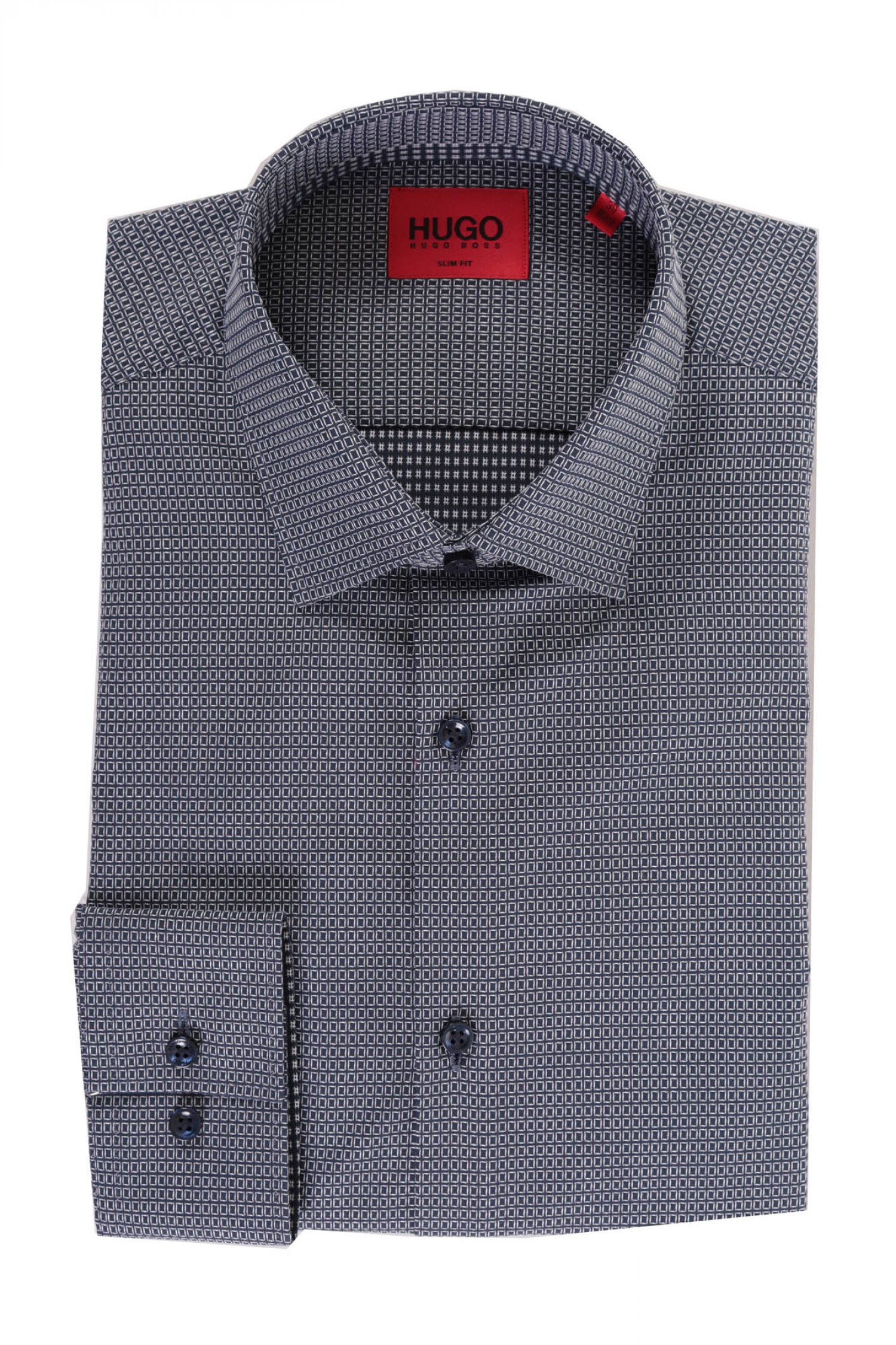 HUGO ΠΟΥΚΑΜΙΣΟ KOEY SLIM FIT ΜΙΚΡΟΣΧΕΔΙΟ ΜΠΛΕ