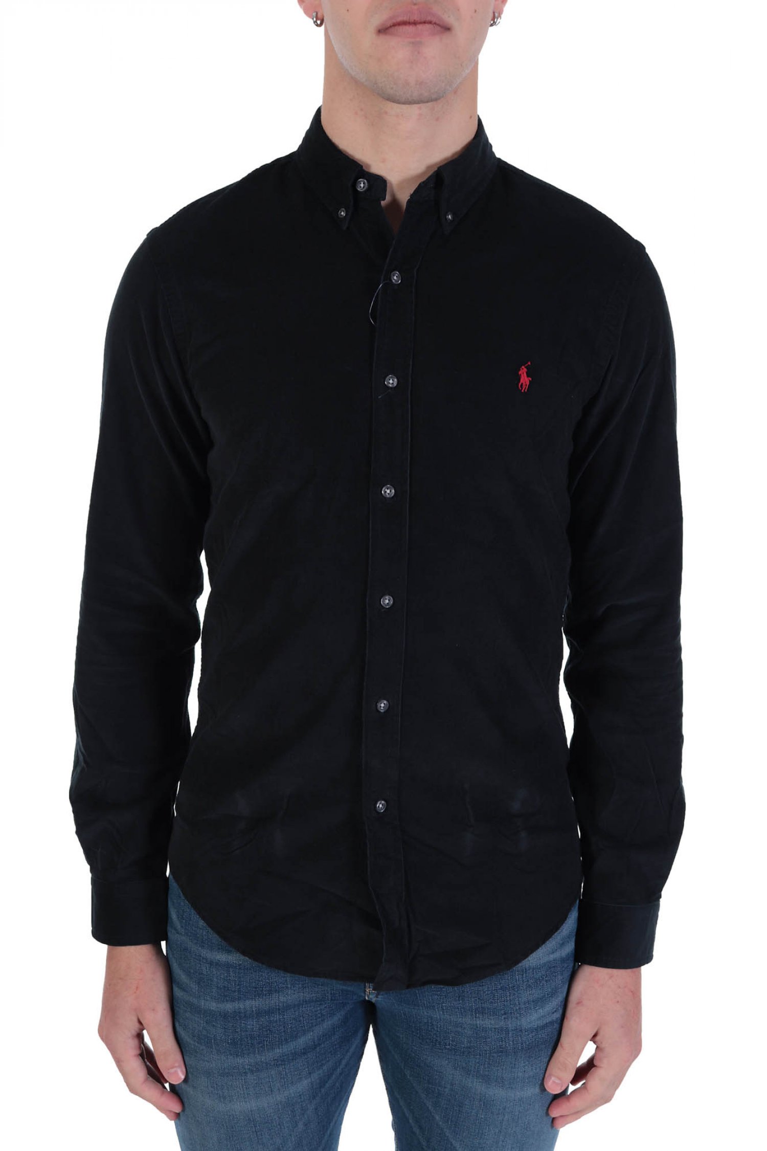 RALPH LAUREN ΠΟΥΚΑΜΙΣΟ ΚΟΤΛΕ BUTTON DOWN SLIM FIT ΜΑΥΡΟ