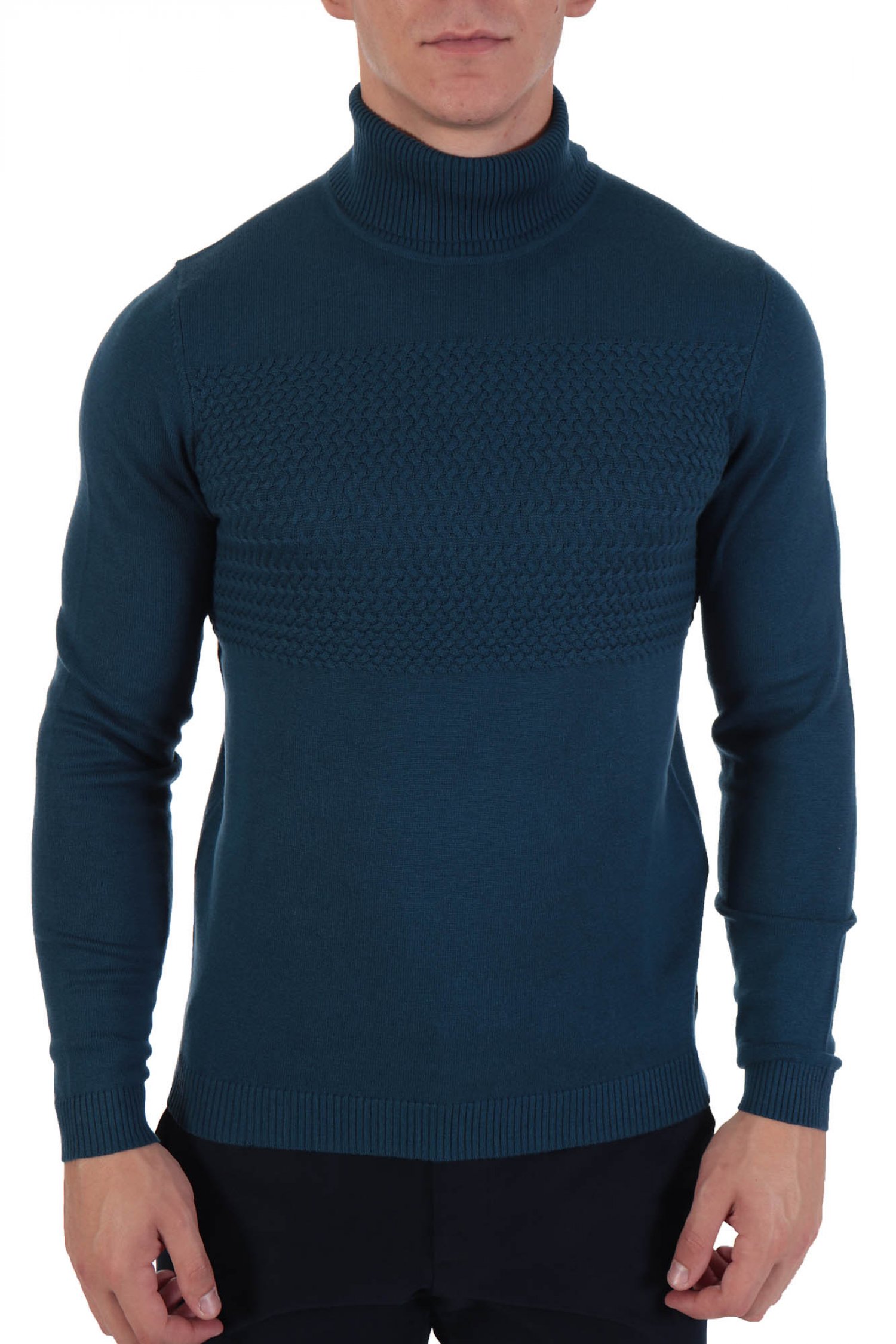 HUGO ΠΛΕΚΤΟ ROLLNECK SISEONO ΡΑΦ ΜΠΛΕ