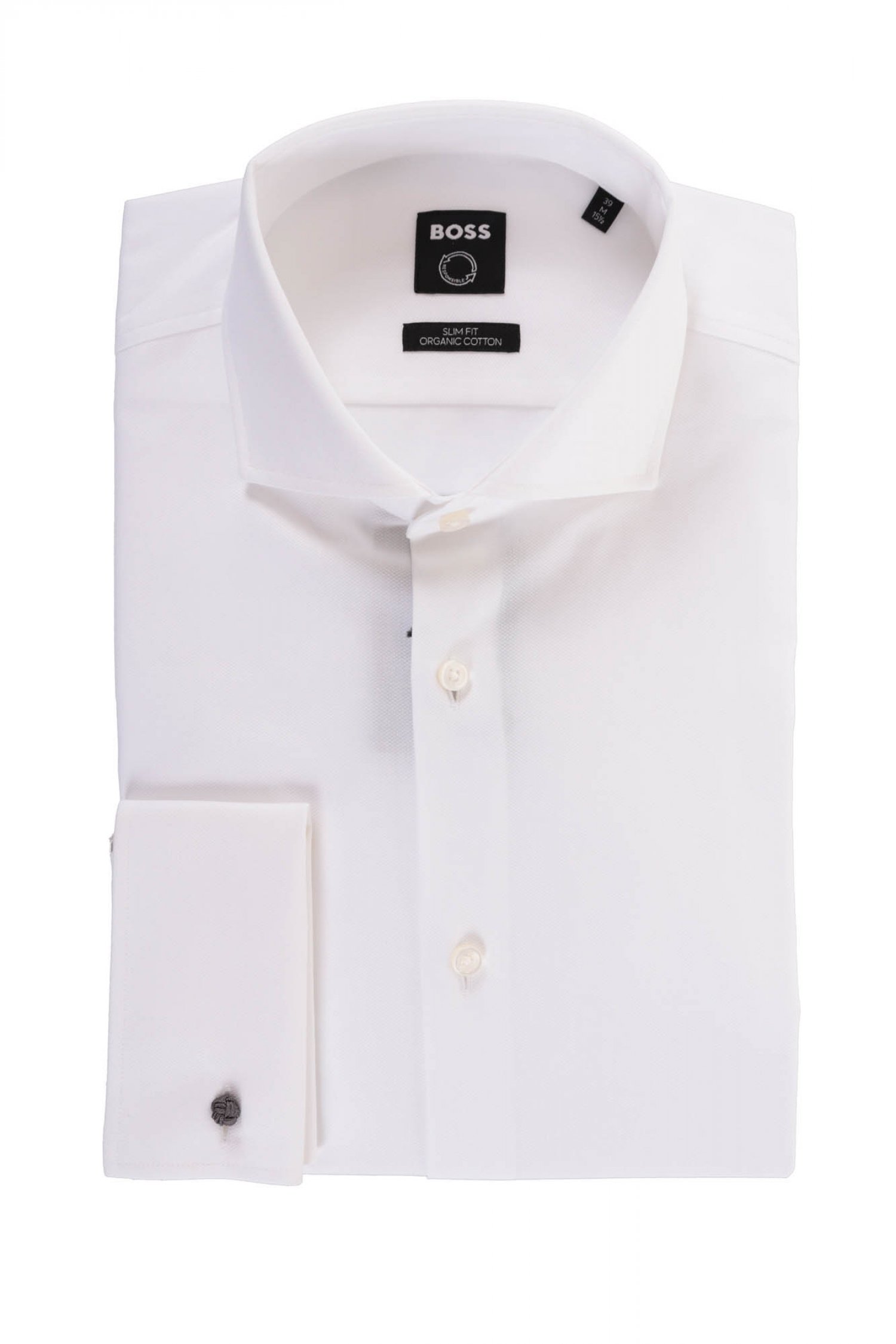 BOSS ΠΟΥΚΑΜΙΣΟ ΜΕ ΔΙΠΛΗ ΜΑΝΣΕΤΑ SLIM FIT H-HANK-spread-DC-214 ΛΕΥΚΟ