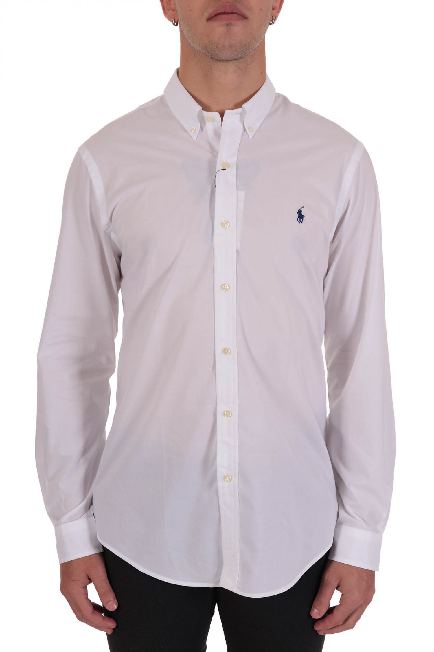 RALPH LAUREN ΠΟΥΚΑΜΙΣΟ BUTTON DOWN CUSTOM FIT STRETCH ΛΕΥΚΟ