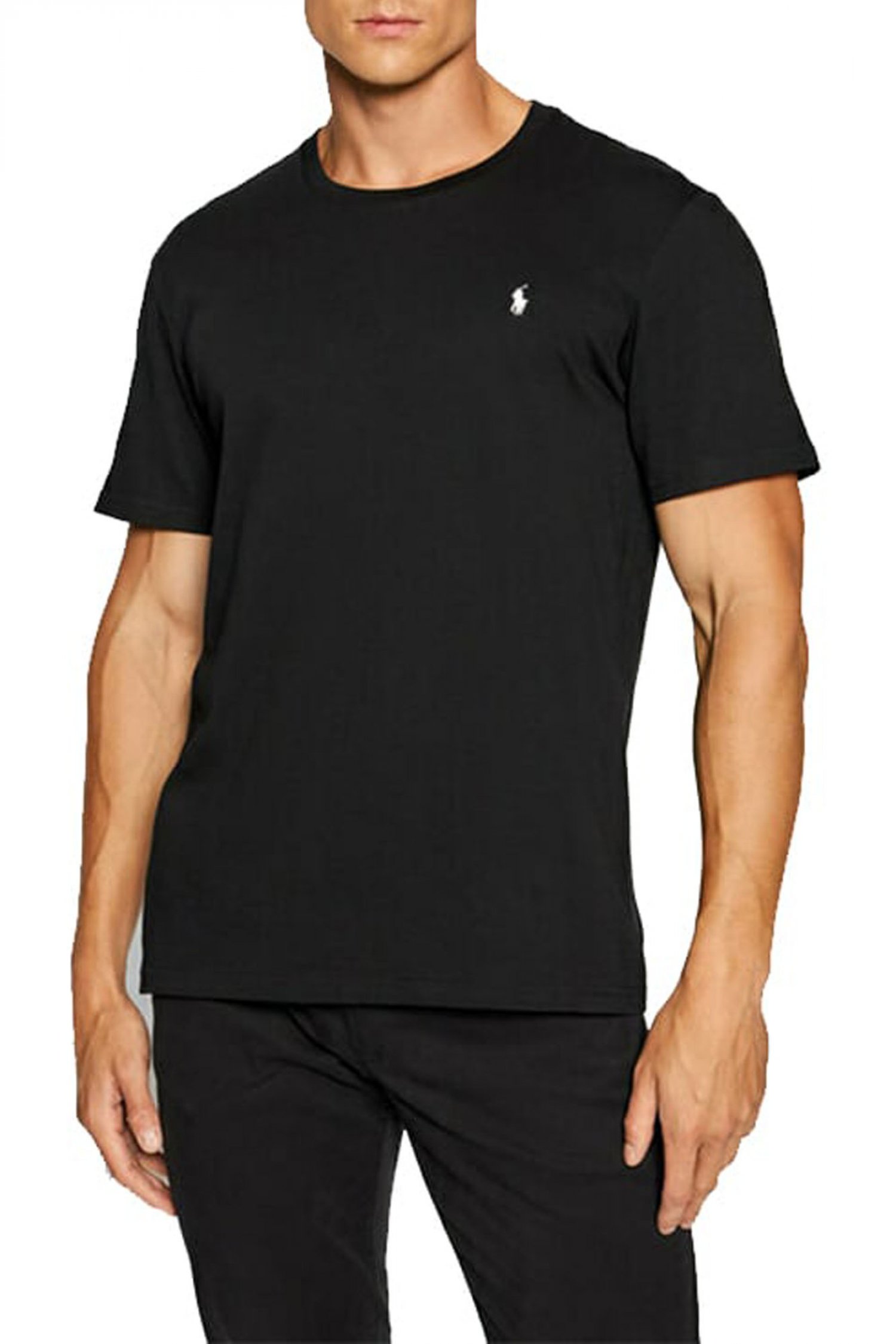 RALPH LAUREN T-SHIRT UNDERWEAR LOGO ΜΑΥΡΟ