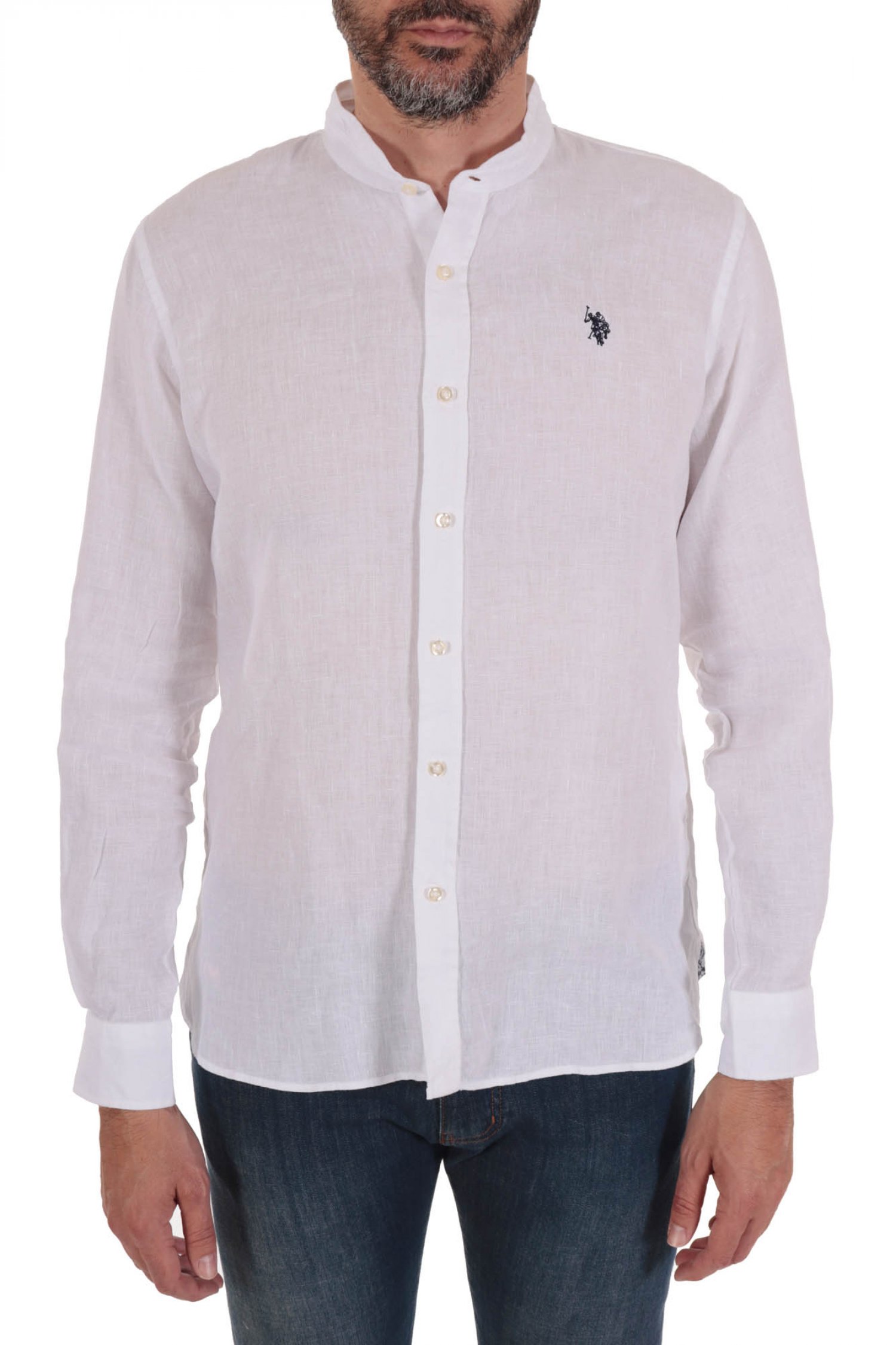 U.S. POLO ASSN ΠΟΥΚΑΜΙΣΟ ΛΙΝΟ ΜΑΟ ADAM LOGO ΛΕΥΚΟ