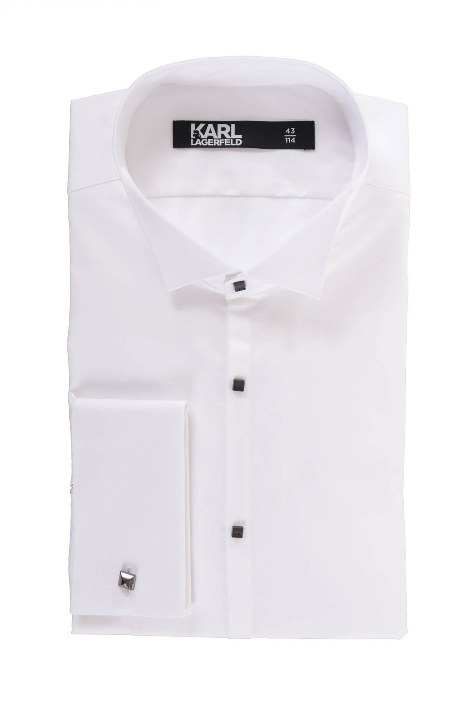 KARL LAGERFELD ΠΟΥΚΑΜΙΣΟ ΣΠΑΣΤΟΣ ΓΙΑΚΑΣ ΜΑΝΙΚΕΤΟΚΟΥΜΠΟ EASY CARE ΛΕΥΚΟ